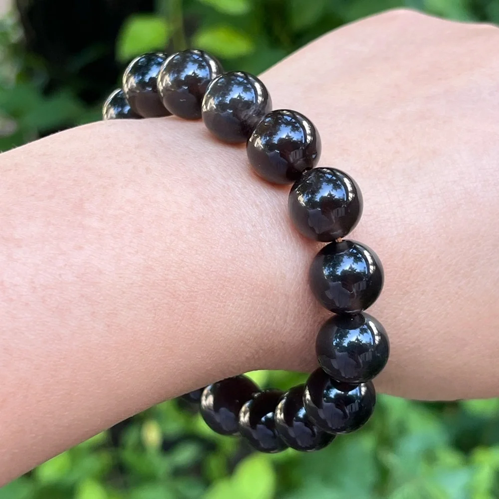 12mm stretchable ice‎ obsidian bracelet